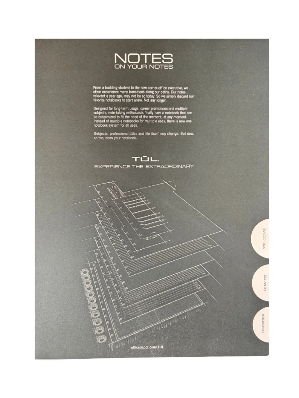 Tul Discbound Notebook, Heavy lbs Paper for smooth writing, Leather Gray Cover